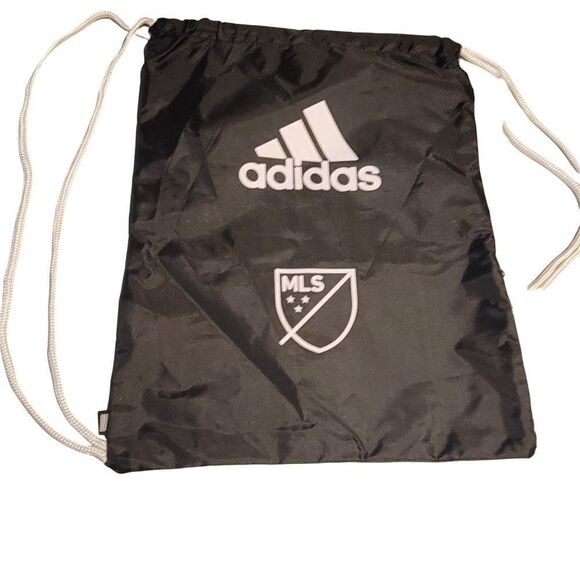 Adidas Black White School College Drawstring Sackpack Sling Backpack 14" X 18" - Picture 1 of 7